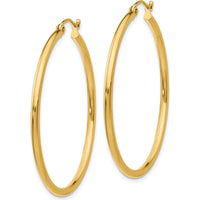 14K Yellow Gold Polished 40mm Lightweight Tube Hoop Earrings by 0