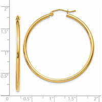 14K Yellow Gold Polished 40mm Lightweight Tube Hoop Earrings by 0