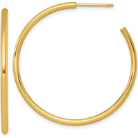 14K Yellow Gold Polished 40mm Tube C-Hoop Earrings - Sleek and Elegant Design by 0