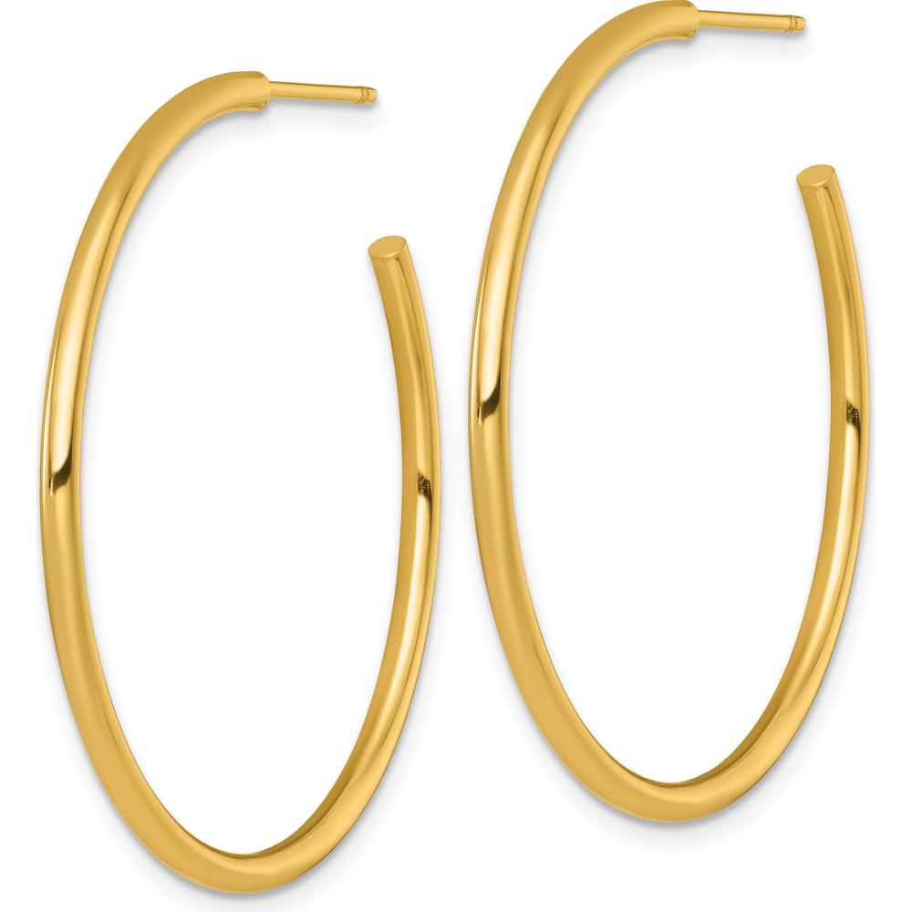 14K Yellow Gold Polished 40mm Tube C-Hoop Earrings - Sleek and Elegant Design by 0