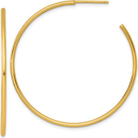 14K Yellow Gold Polished 45mm C-Hoop Earrings - Sleek and Elegant Design by 0