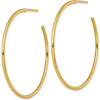 14K Yellow Gold Polished 45mm C-Hoop Earrings - Sleek and Elegant Design by 0