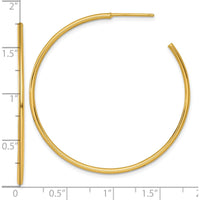 14K Yellow Gold Polished 45mm C-Hoop Earrings - Sleek and Elegant Design by 0