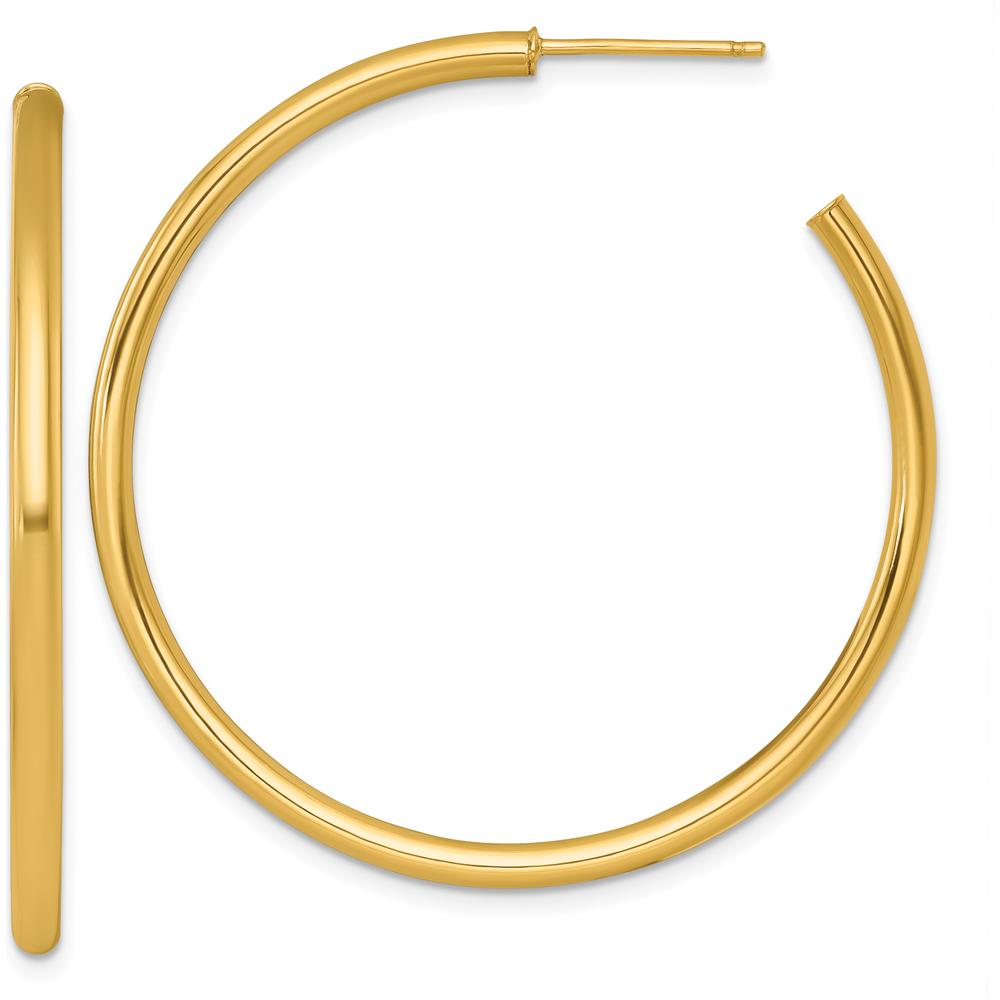 14K Yellow Gold Polished 45mm C-Hoop Post Earrings by 0