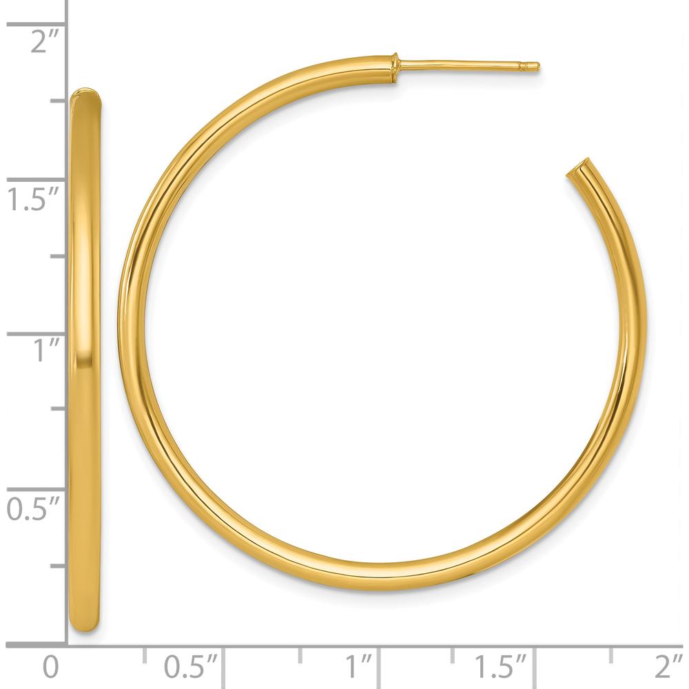 14K Yellow Gold Polished 45mm C-Hoop Post Earrings by 0