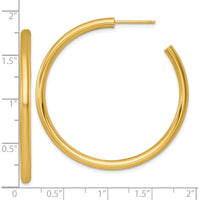 14K Yellow Gold Polished 45mm C-Hoop Post Earrings by 0