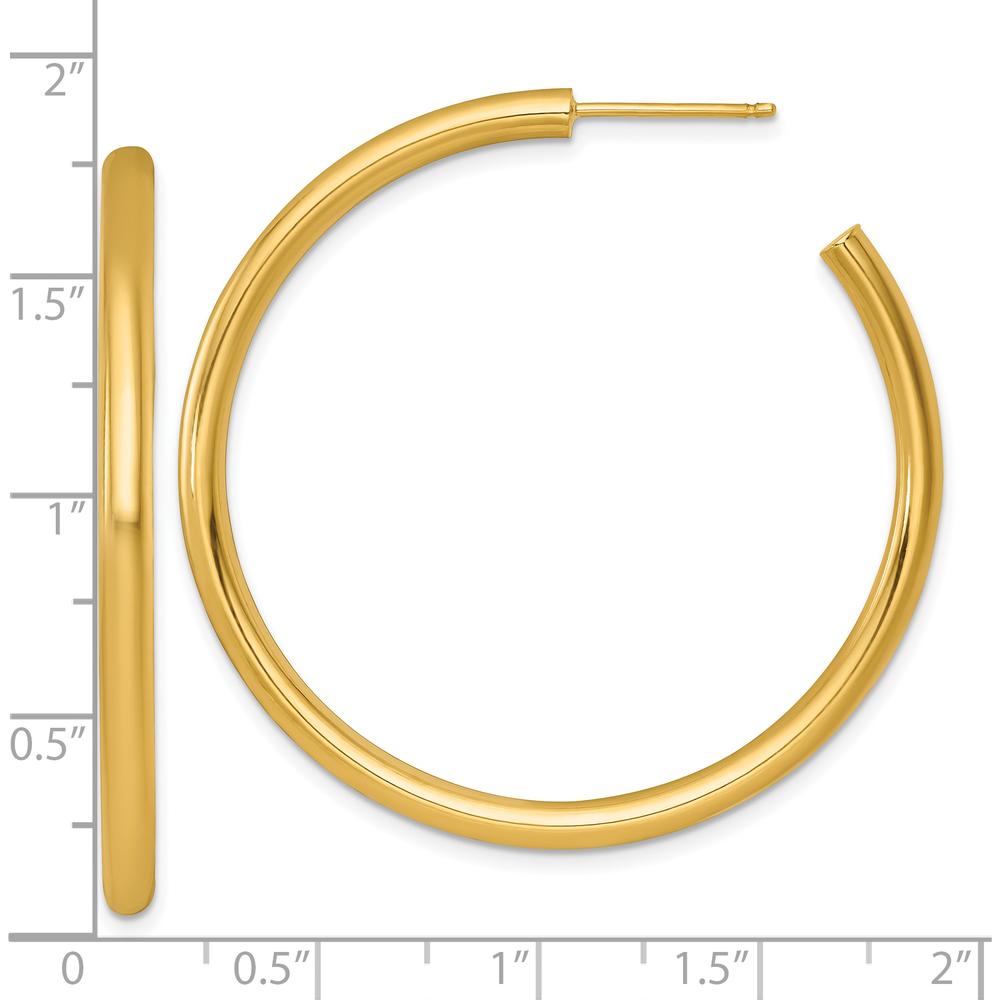 14K Yellow Gold Polished 45mm C-Hoop Post Earrings by 0