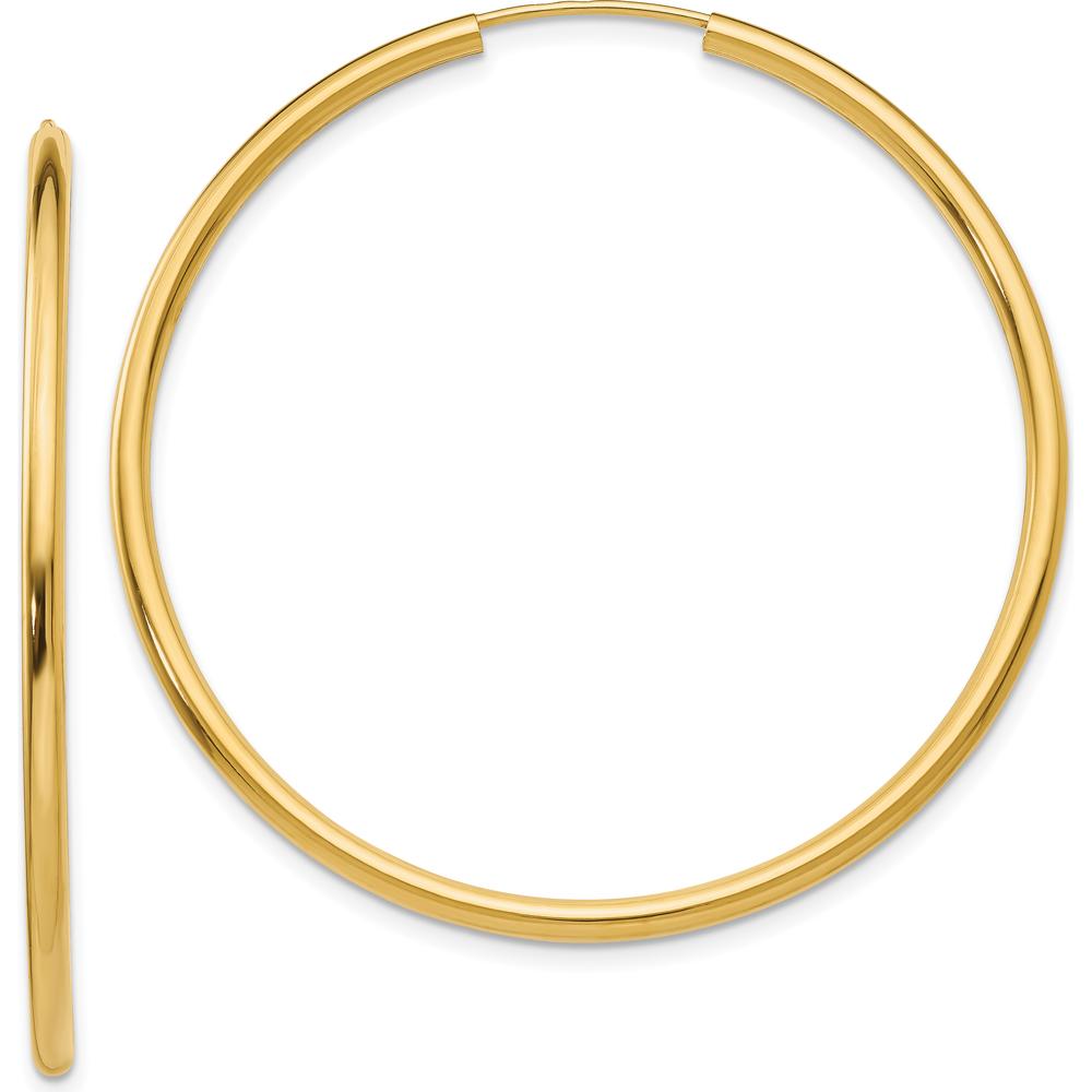 14K Yellow Gold Polished 45mm Endless Hoop Earrings by Oro Pregiato