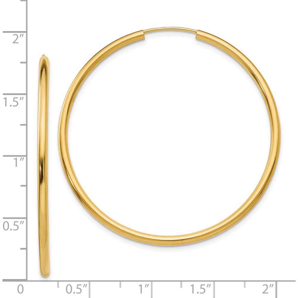 14K Yellow Gold Polished 45mm Endless Hoop Earrings by Oro Pregiato