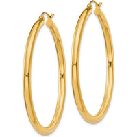 14K Yellow Gold Polished 45mm Lightweight Tube Hoop Earrings by 0