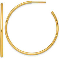14K Yellow Gold Polished 45mm Tube C-Hoop Post Earrings by 0