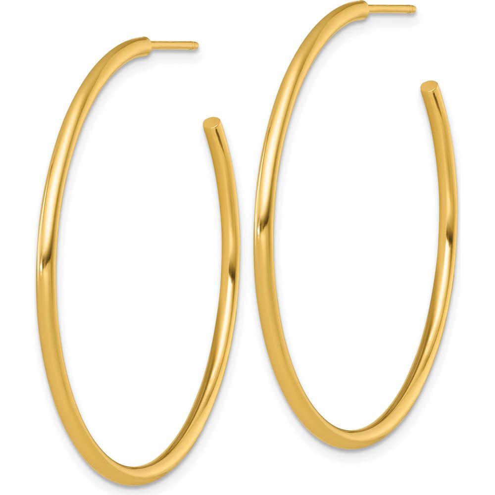 14K Yellow Gold Polished 45mm Tube C-Hoop Post Earrings by 0
