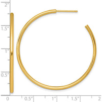 14K Yellow Gold Polished 45mm Tube C-Hoop Post Earrings by 0