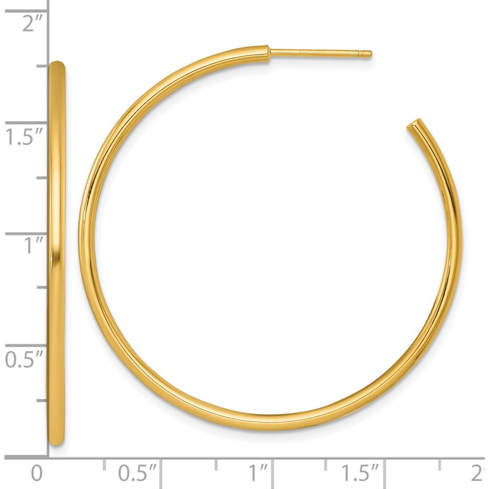 14K Yellow Gold Polished 45mm Tube C-Hoop Post Earrings by 0