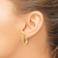 14K Yellow Gold Polished 4mm Diamond-Cut Hoop Earrings - 20.5mm Length by 0