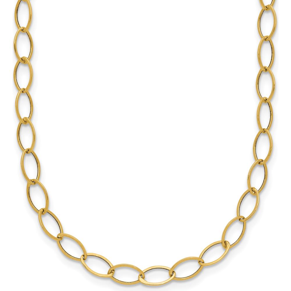 14K Yellow Gold Polished 4mm Fancy Oval Link 18" Necklace by 0