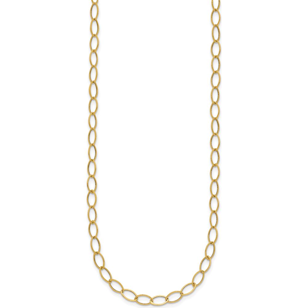 14K Yellow Gold Polished 4mm Fancy Oval Link 18" Necklace by 0