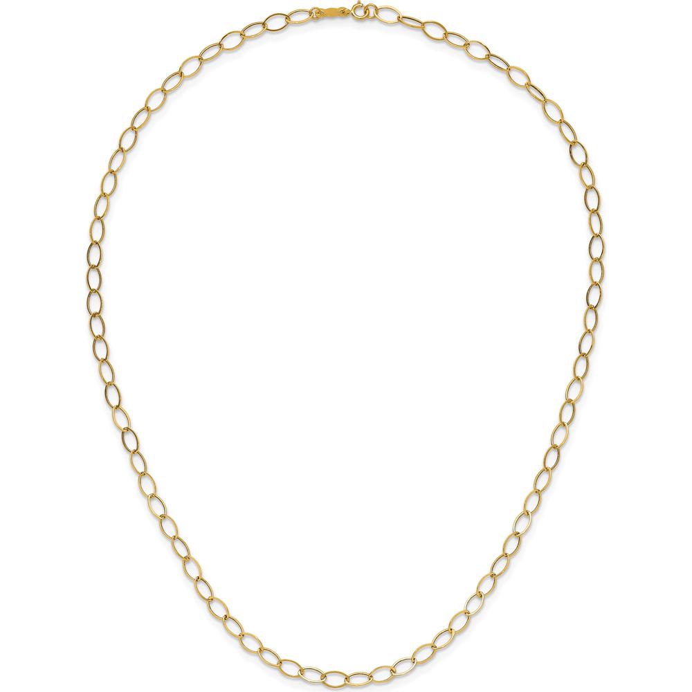 14K Yellow Gold Polished 4mm Fancy Oval Link 18" Necklace by 0