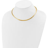 14K Yellow Gold Polished 4mm Lightweight Domed Omega Necklace - 16” Length by Oro Pregiato