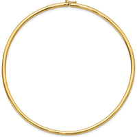 14K Yellow Gold Polished 4mm Lightweight Domed Omega Necklace - 16” Length by Oro Pregiato