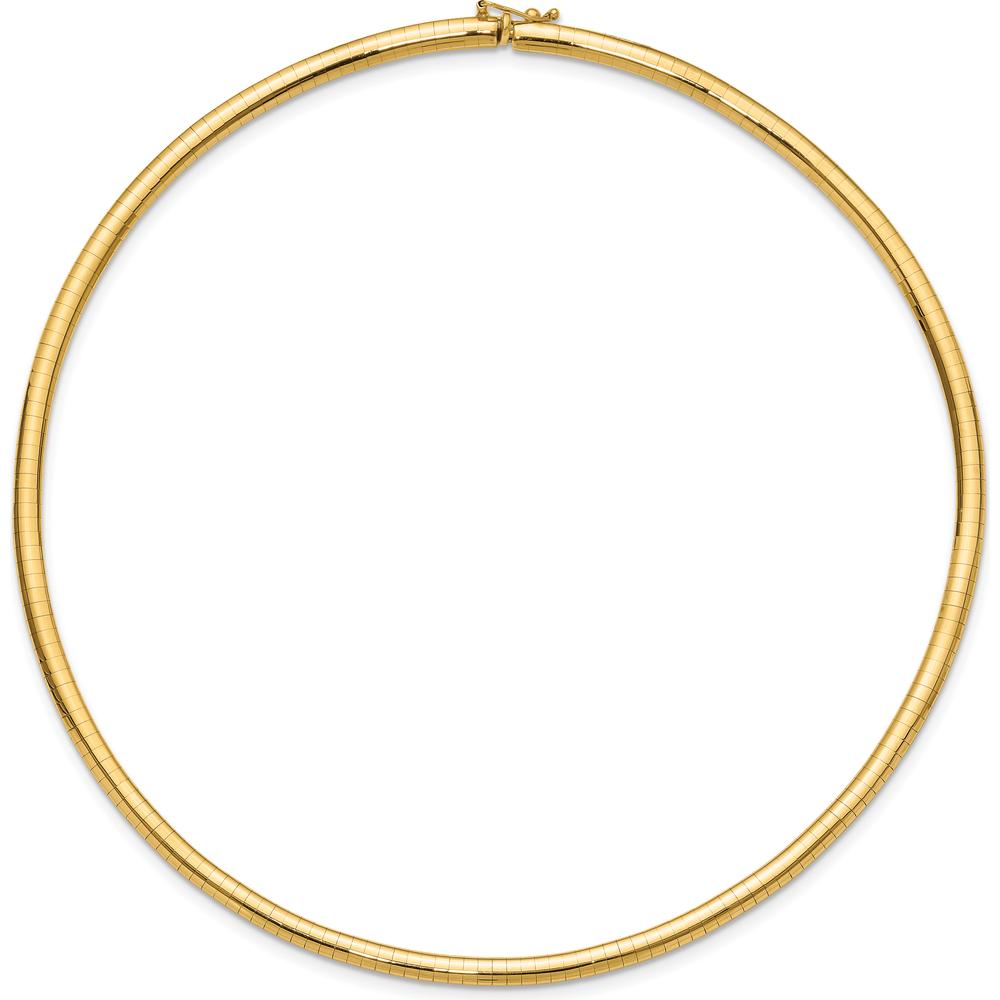 14K Yellow Gold Polished 4mm Lightweight Domed Omega Necklace - 16” Length by Oro Pregiato