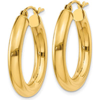 14K Yellow Gold Polished 4mm Lightweight Tube Hoop Earrings - Timeless and Elegant Design by 0