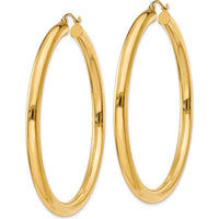 14K Yellow Gold Polished 4mm Tube Hoop Earrings - 55mm Length by 0