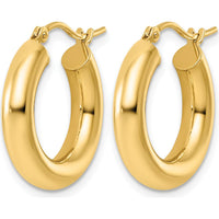 14K Yellow Gold Polished 4mm Tube Hoop Earrings - Sleek Modern Design with Polished Finish by 0