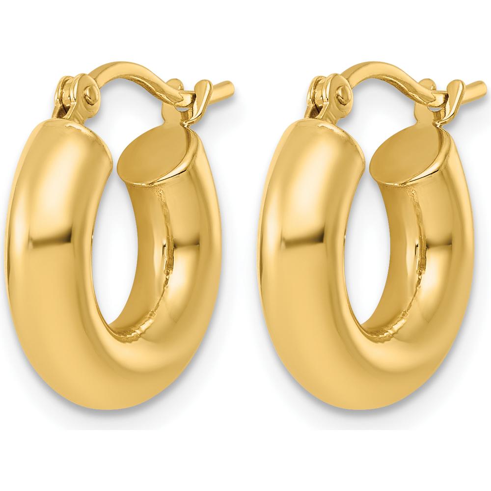 14K Yellow Gold Polished 4mm x 15mm Tube Hoop Earrings by 0