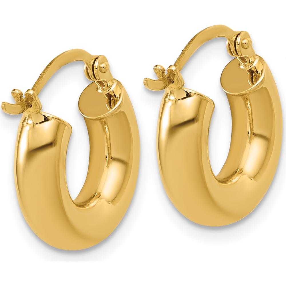 14K Yellow Gold Polished 4mm x 15mm Tube Hoop Earrings by 0