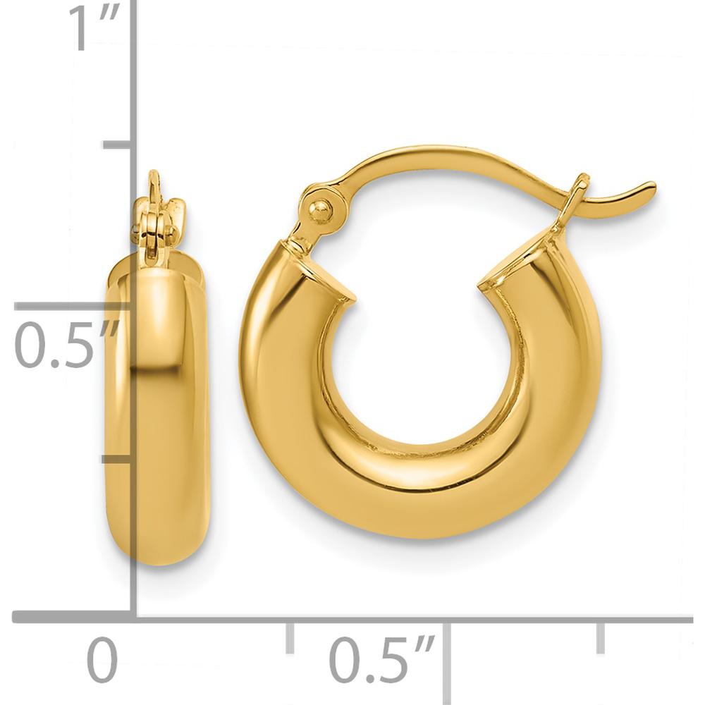 14K Yellow Gold Polished 4mm x 15mm Tube Hoop Earrings by 0