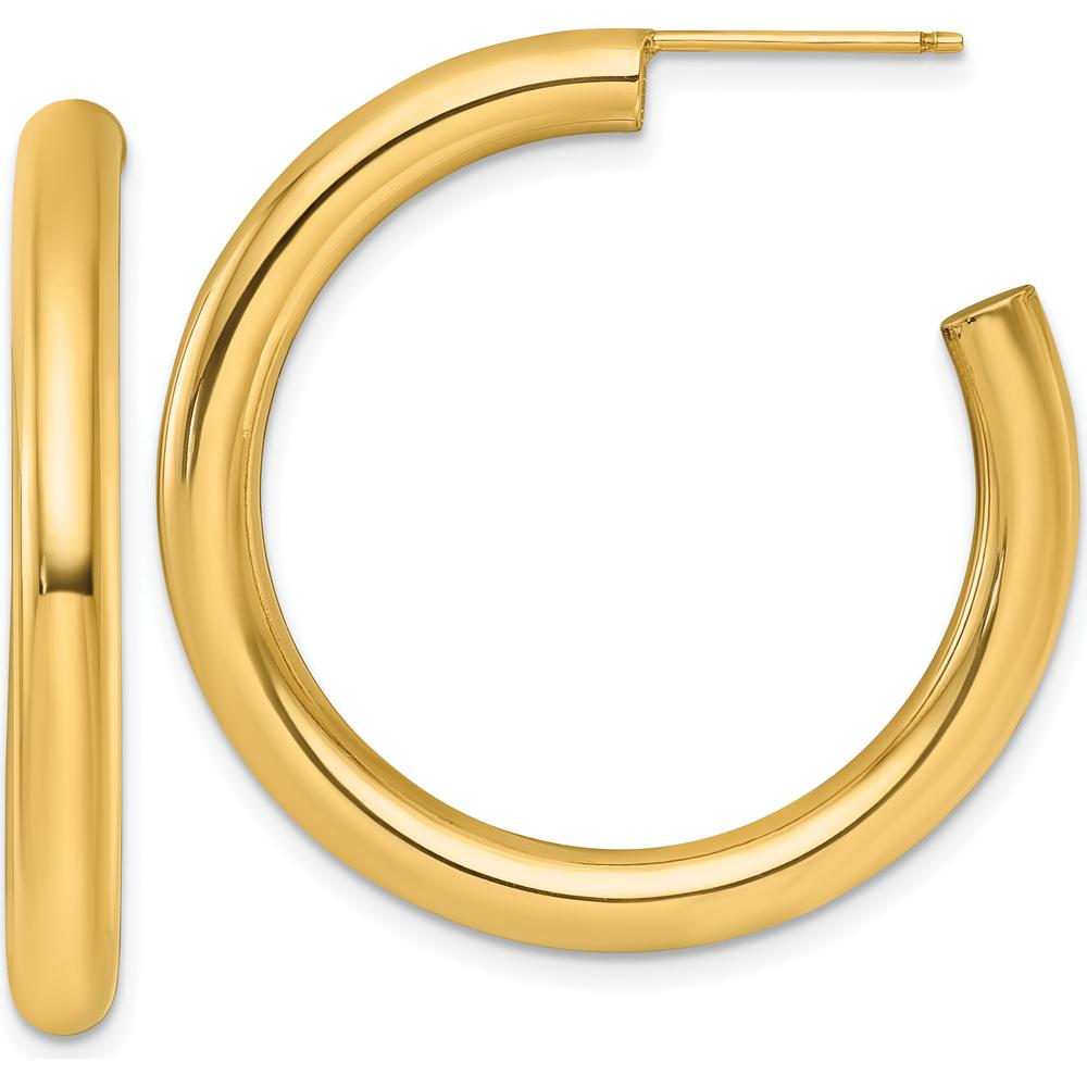14K Yellow Gold Polished 4mm x 35mm C-Hoop Post Earrings by 0