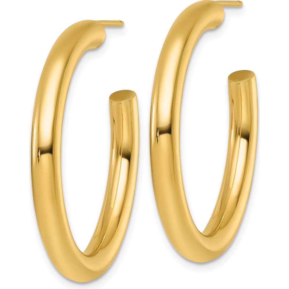 14K Yellow Gold Polished 4mm x 35mm C-Hoop Post Earrings by 0