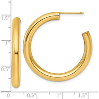 14K Yellow Gold Polished 4mm x 35mm C-Hoop Post Earrings by 0
