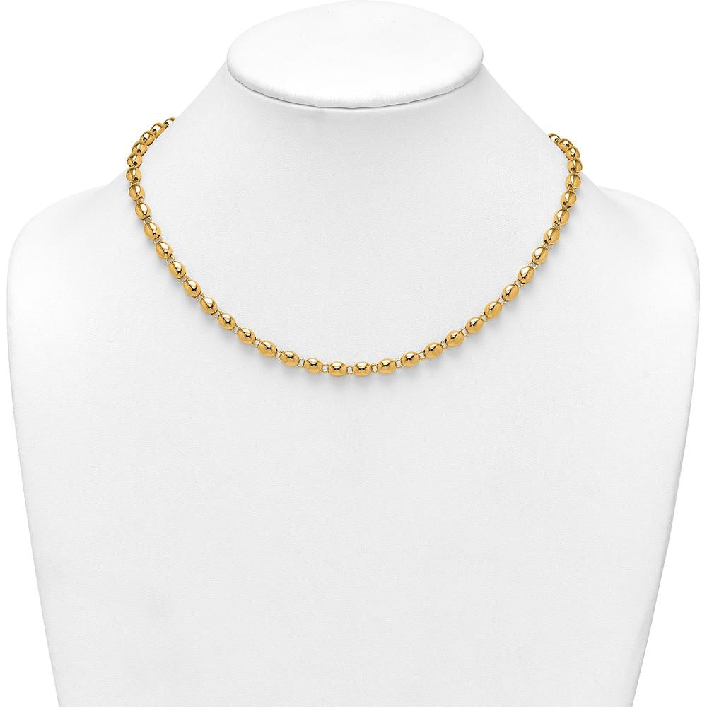 14K Yellow Gold Polished 5.25mm Beaded Necklace - 18 Inches by 0
