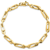 14K Yellow Gold Polished 5.2mm Fancy Link 8" Bracelet by Oro Pregiato