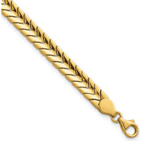 14K Yellow Gold Polished 5.6mm Fancy Chevron Link Bracelet - 7.5" Length by 0