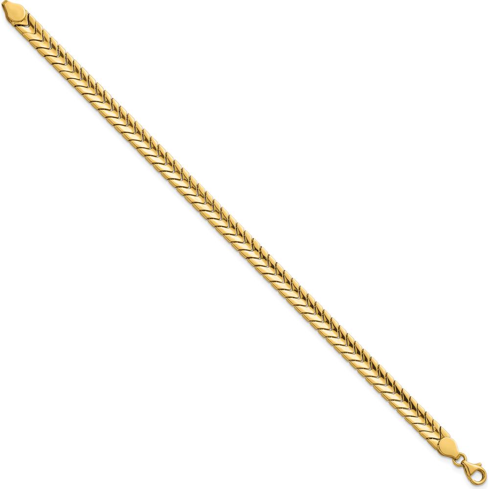 14K Yellow Gold Polished 5.6mm Fancy Chevron Link Bracelet - 7.5" Length by 0