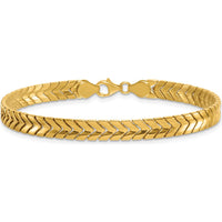 14K Yellow Gold Polished 5.6mm Fancy Chevron Link Bracelet - 7.5" Length by 0