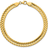 14K Yellow Gold Polished 5.6mm Fancy Chevron Link Bracelet - 7.5" Length by 0