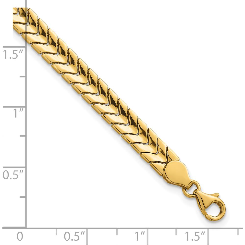 14K Yellow Gold Polished 5.6mm Fancy Chevron Link Bracelet - 7.5" Length by 0