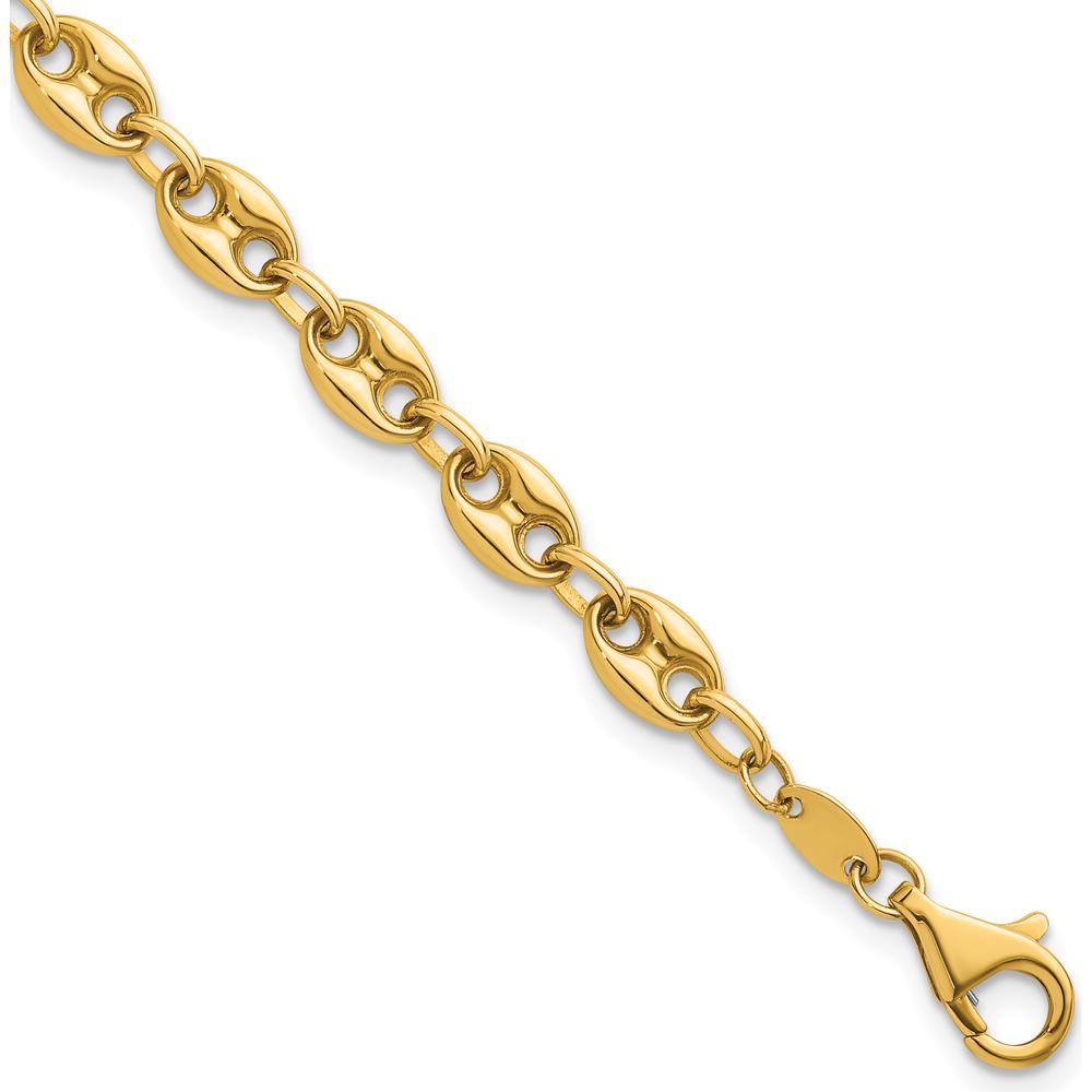 14K Yellow Gold Polished 5.6mm Puffed Anchor/Mariner Link Bracelet - 7.5" Length by 0