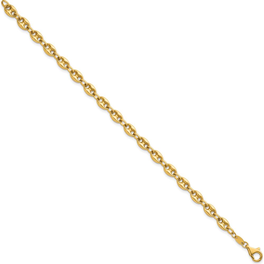14K Yellow Gold Polished 5.6mm Puffed Anchor/Mariner Link Bracelet - 7.5" Length by 0