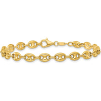 14K Yellow Gold Polished 5.6mm Puffed Anchor/Mariner Link Bracelet - 7.5" Length by 0