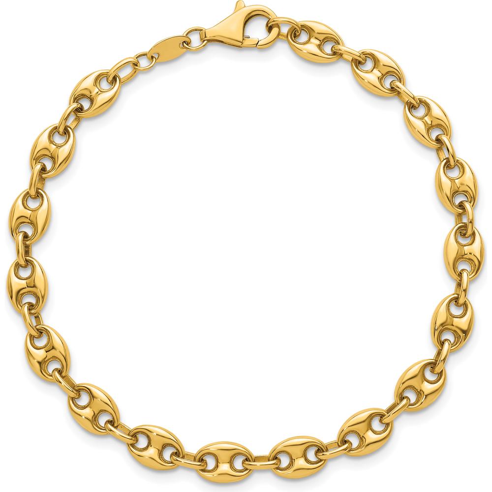 14K Yellow Gold Polished 5.6mm Puffed Anchor/Mariner Link Bracelet - 7.5" Length by 0