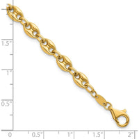 14K Yellow Gold Polished 5.6mm Puffed Anchor/Mariner Link Bracelet - 7.5" Length by 0
