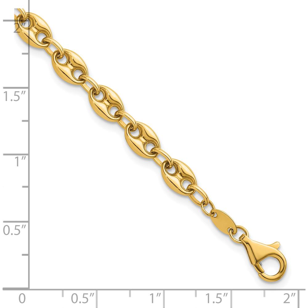 14K Yellow Gold Polished 5.6mm Puffed Anchor/Mariner Link Bracelet - 7.5" Length by 0