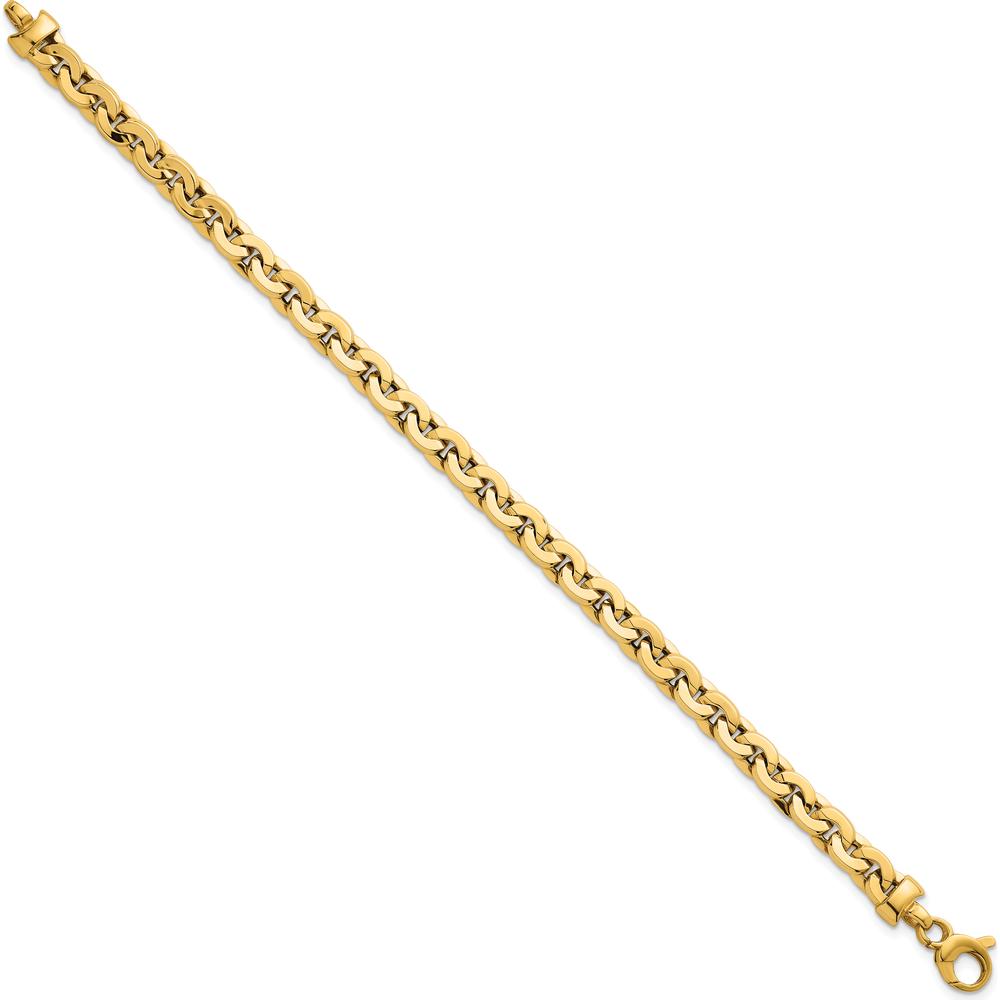 14K Yellow Gold Polished 5.75mm Fancy Cable Link Bracelet - 7.5 Inch Length by 0