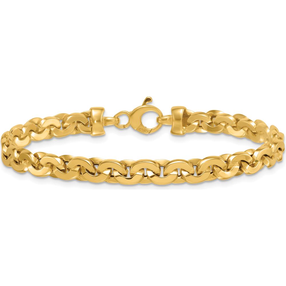 14K Yellow Gold Polished 5.75mm Fancy Cable Link Bracelet - 7.5 Inch Length by 0