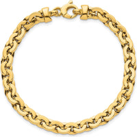 14K Yellow Gold Polished 5.75mm Fancy Cable Link Bracelet - 7.5 Inch Length by 0